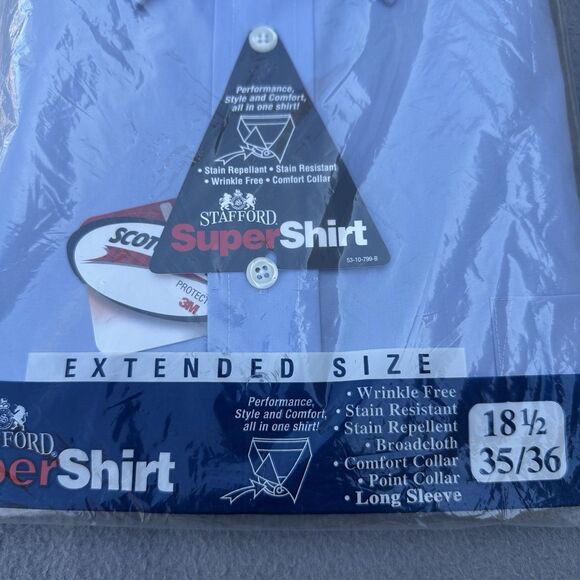 Lot of 3 NEW in Bag Stafford Wrinkle Free Dress Shirt Mens Size 18.5 35/36 - Picture 9 of 16